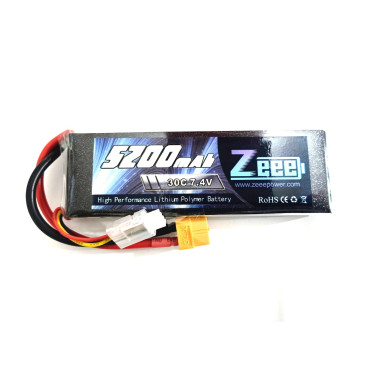 BATERIA DE LIPO 7.4V 2S 5200MAH 30C COM PLUG XT60 ZEEE POWER ZEE2S520030XT60